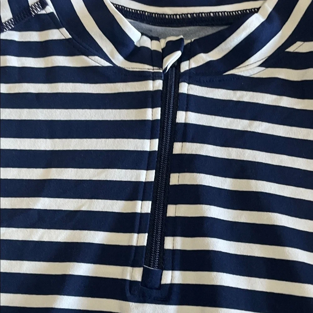 Coolibar Blue and White Striped Long-Sleeve Rash Guard - Picture 6 of 14